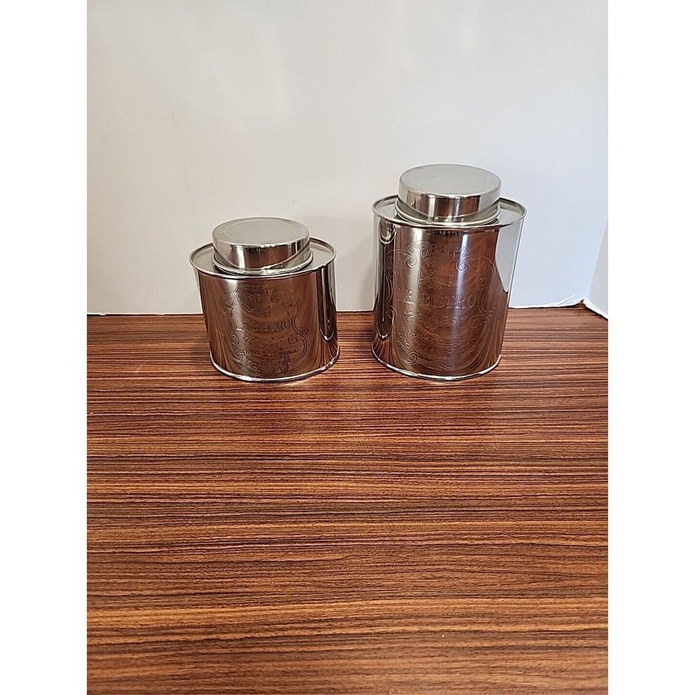 Set Of 2‎ Amici Le Bistro Etched Metal Storage Canisters Kitchen